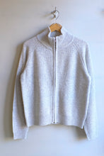 Load image into Gallery viewer, Woodbird - Jass Wool Zip Cardigan - Light Grey Melange - flat front
