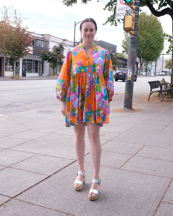 Wray - Mini Quinn Dress - Kokomo - front. This above-knee length dress is packed with candy-coloured fun!
