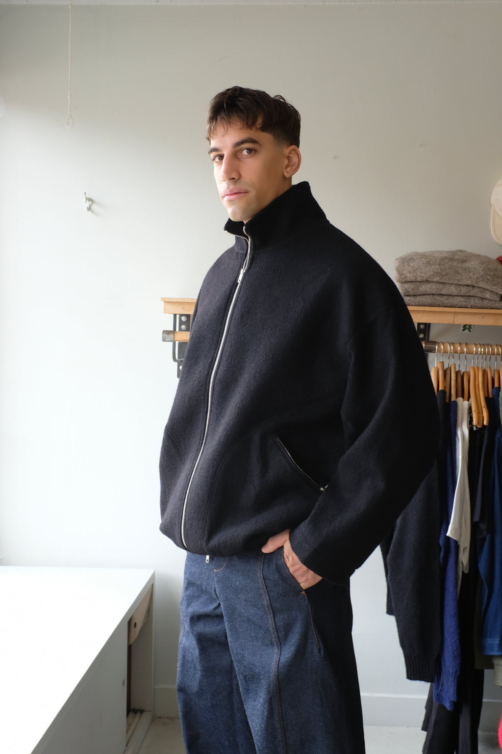 YMC - Aaron Zip Jacket - Black - flat front