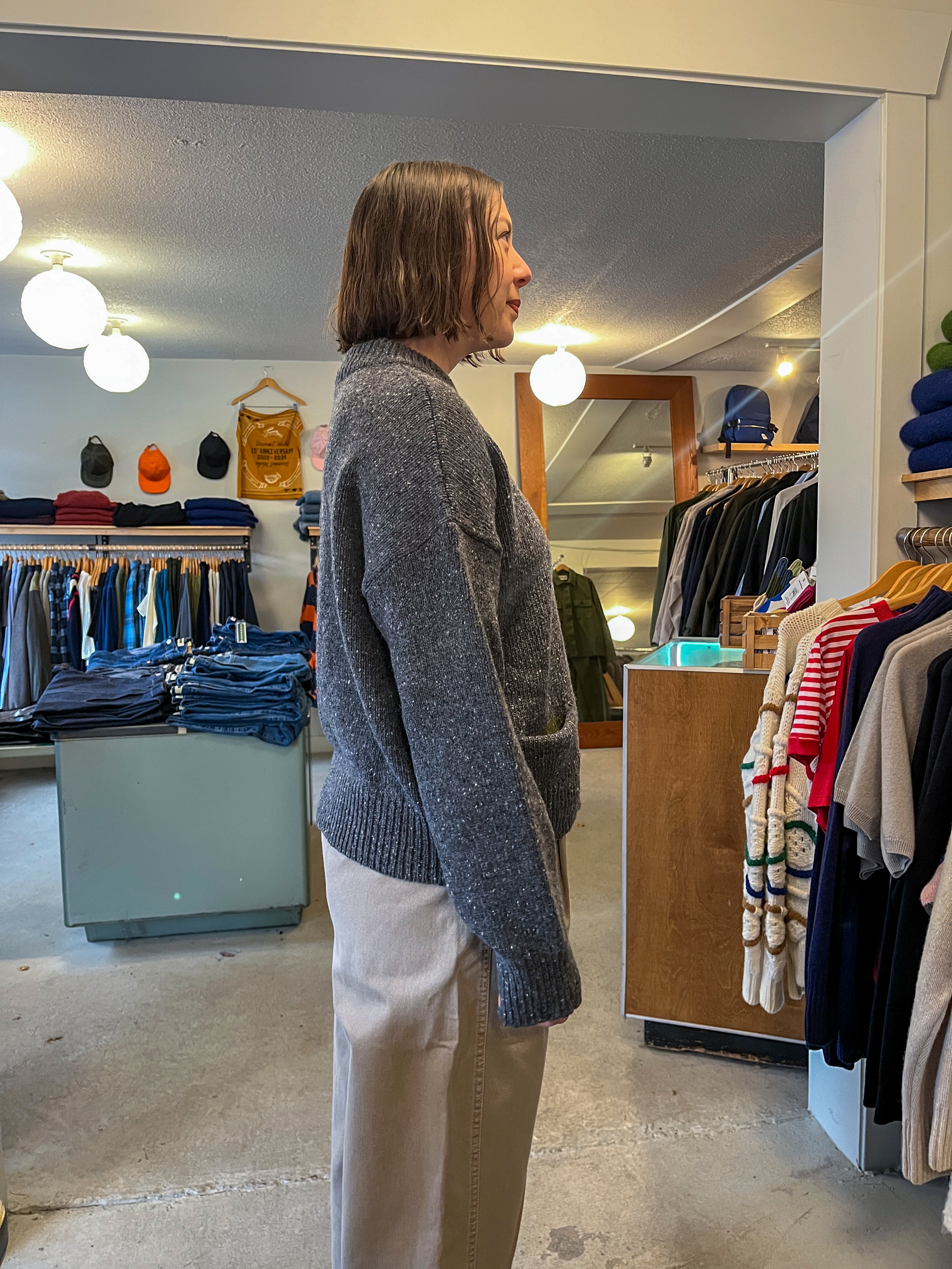 YMC - Bonnie Sweater - Charcoal - side