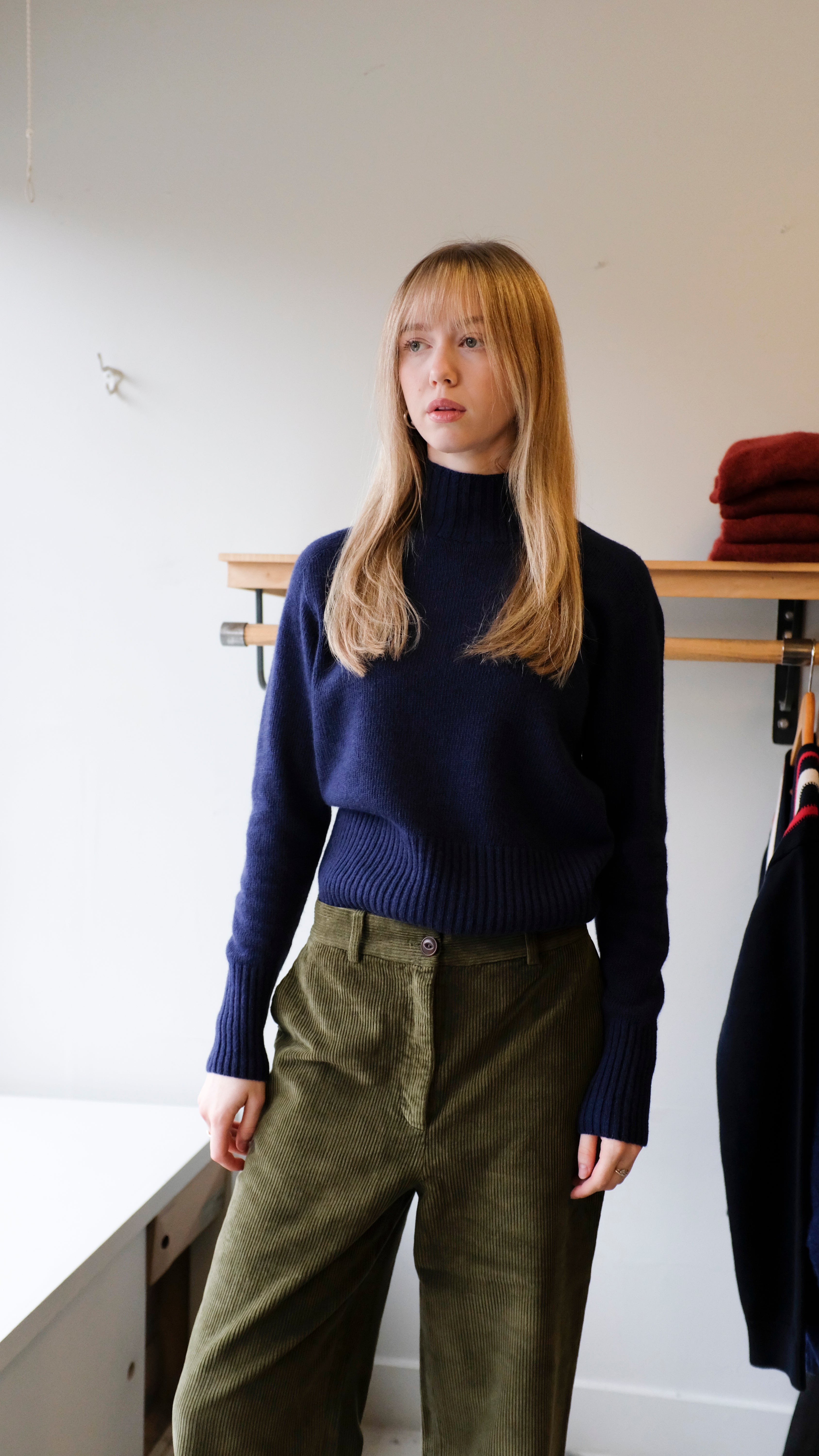 YMC - Bryter Knit Sweater - Navy - flat front