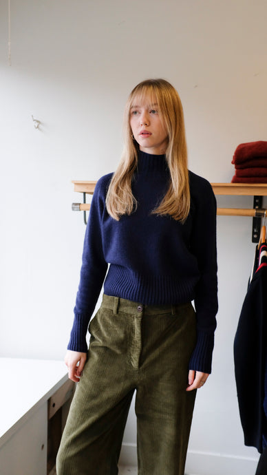 YMC - Bryter Knit Sweater - Navy - flat front