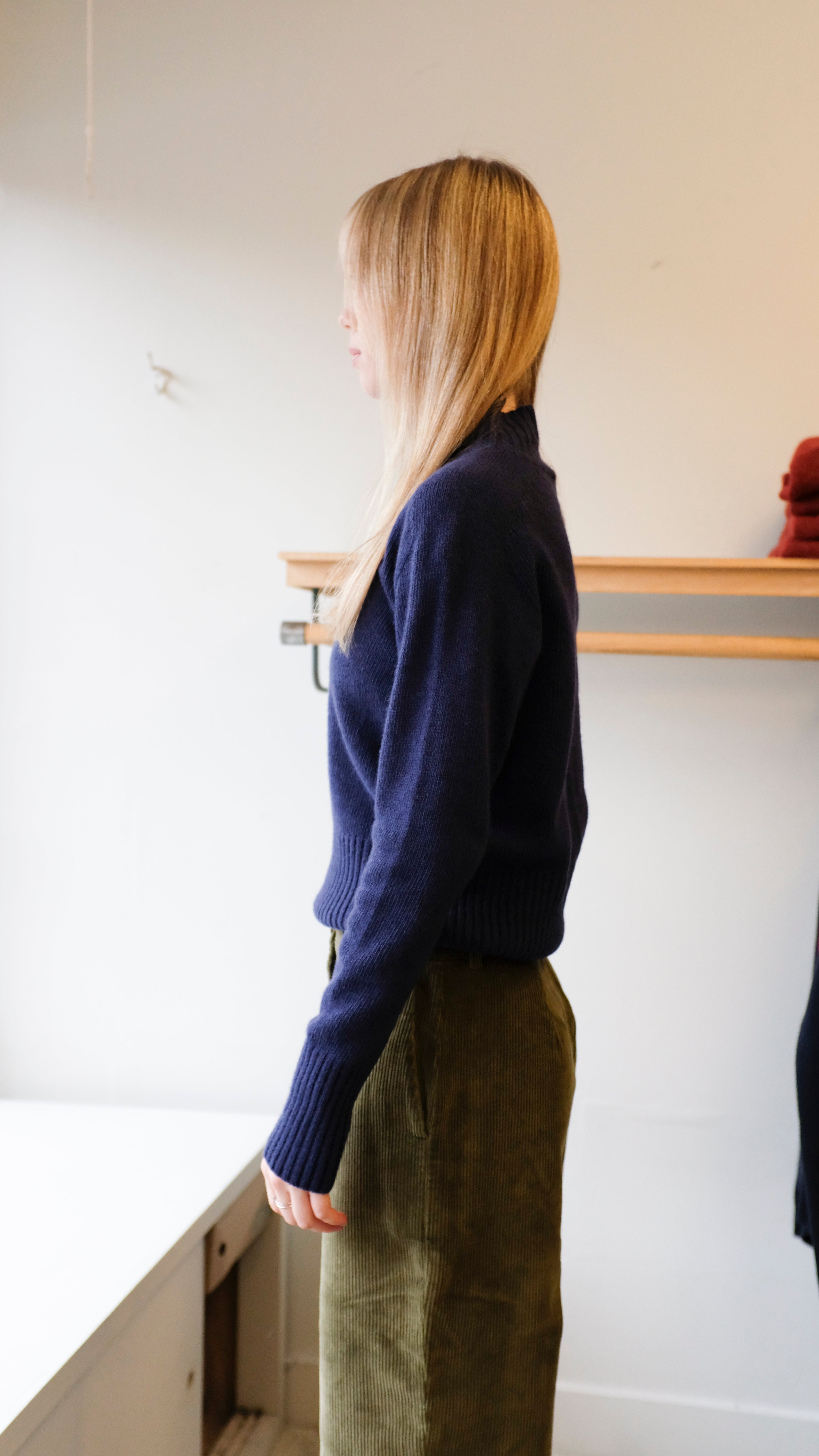 YMC - Bryter Knit Sweater - Navy - flat side