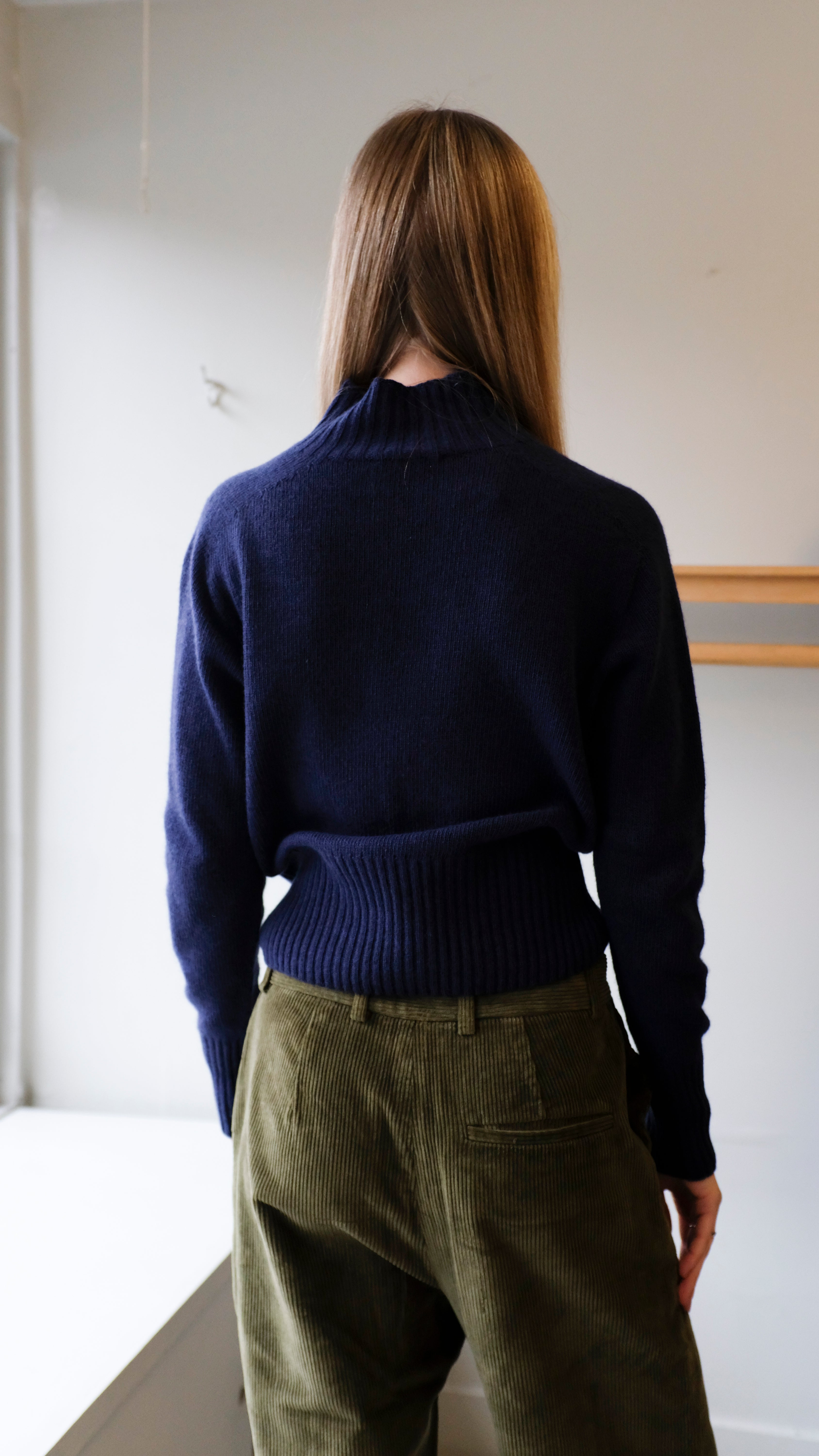 YMC - Bryter Knit Sweater - Navy - flat back