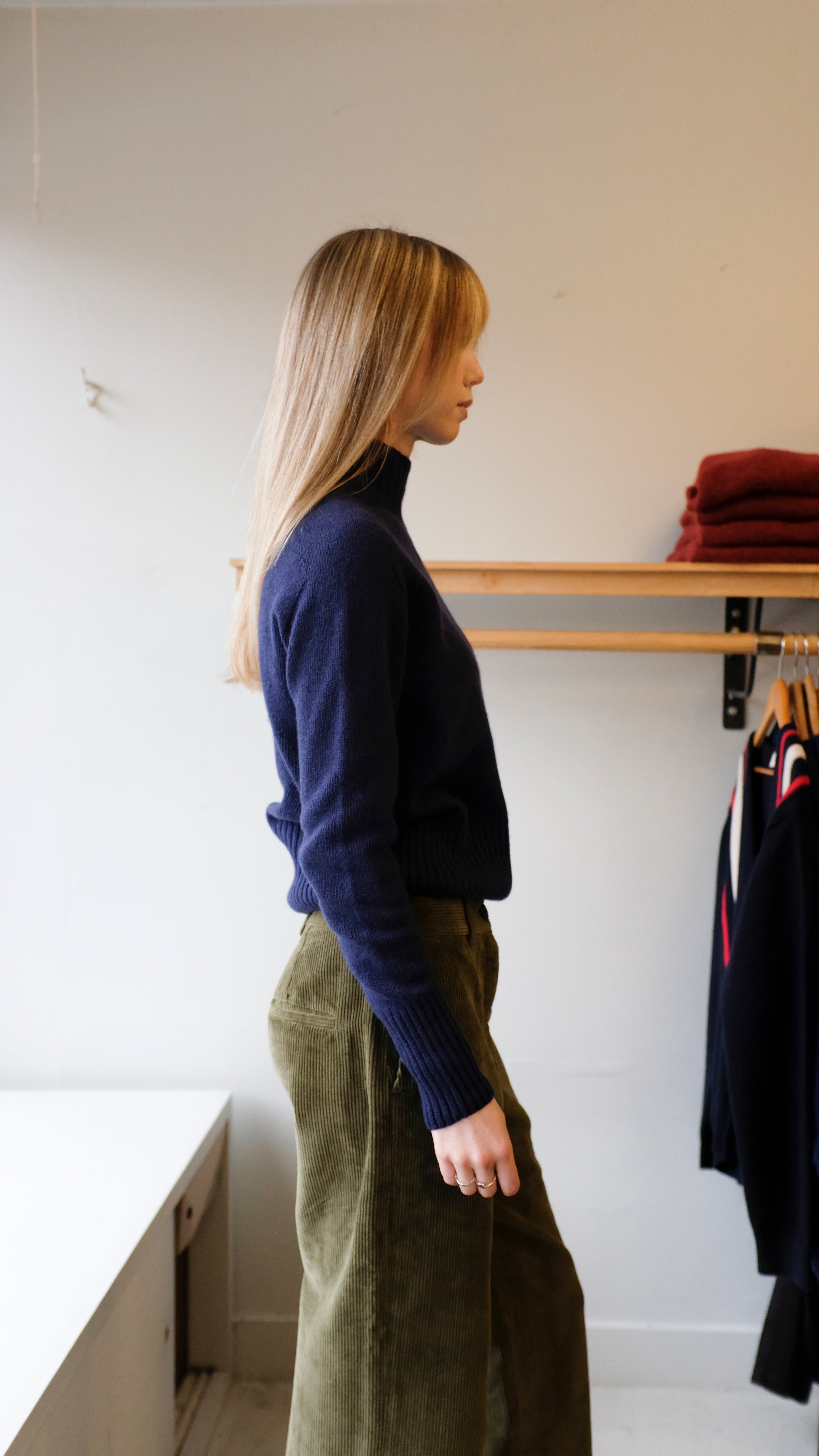 YMC - Bryter Knit Sweater - Navy - flat side