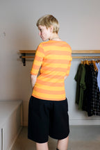 YMC - Charlotte Short Sleeve Top - Orange/Yellow Stripes - Back
