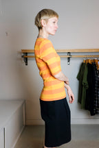 YMC - Charlotte Short Sleeve Top - Orange/Yellow Stripes - Side