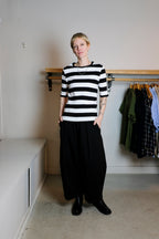 YMC - Charlotte Short Sleeve Top - Black/White Stripes - Front
