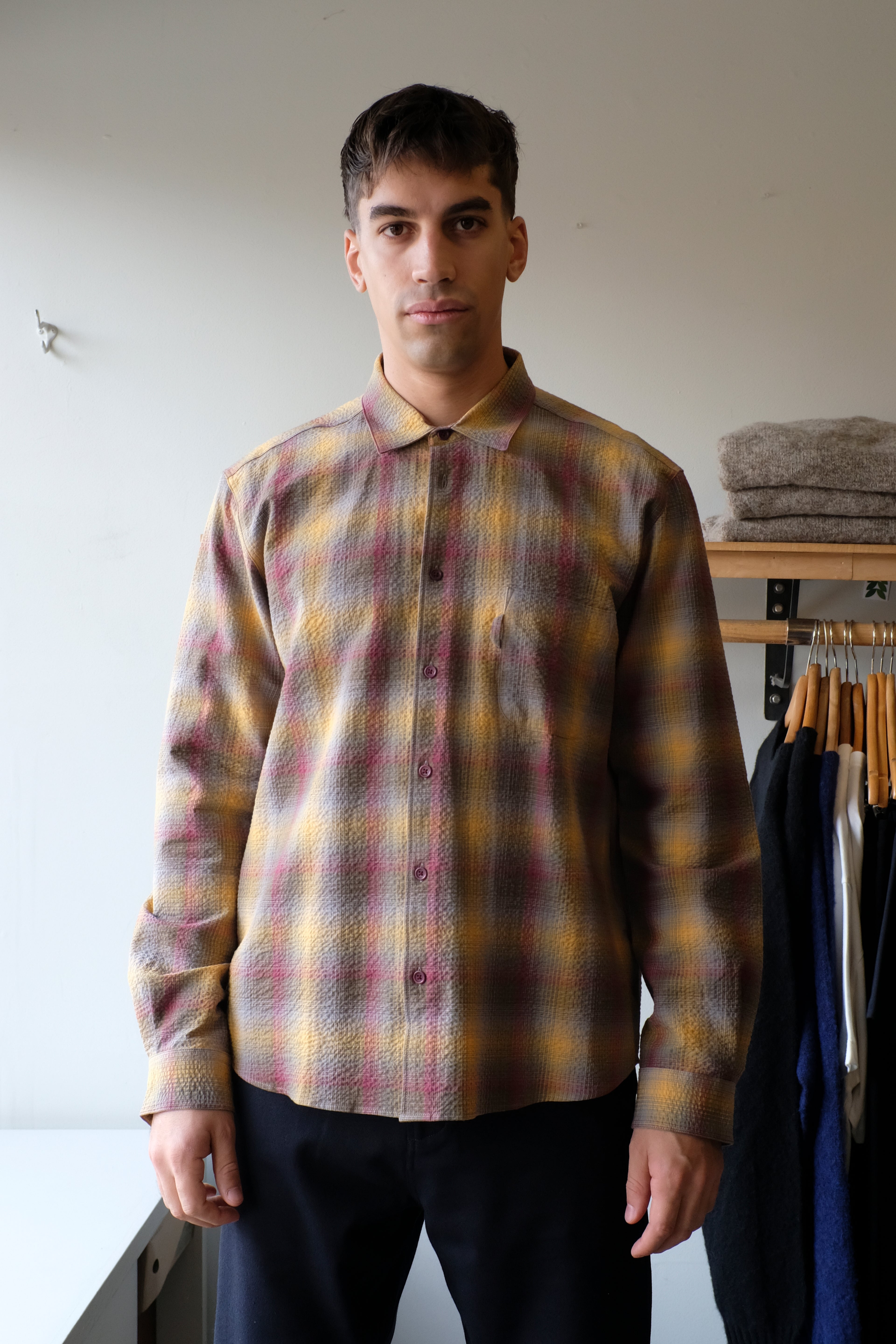 YMC - Curtis Shirt - Multi Check - flat front