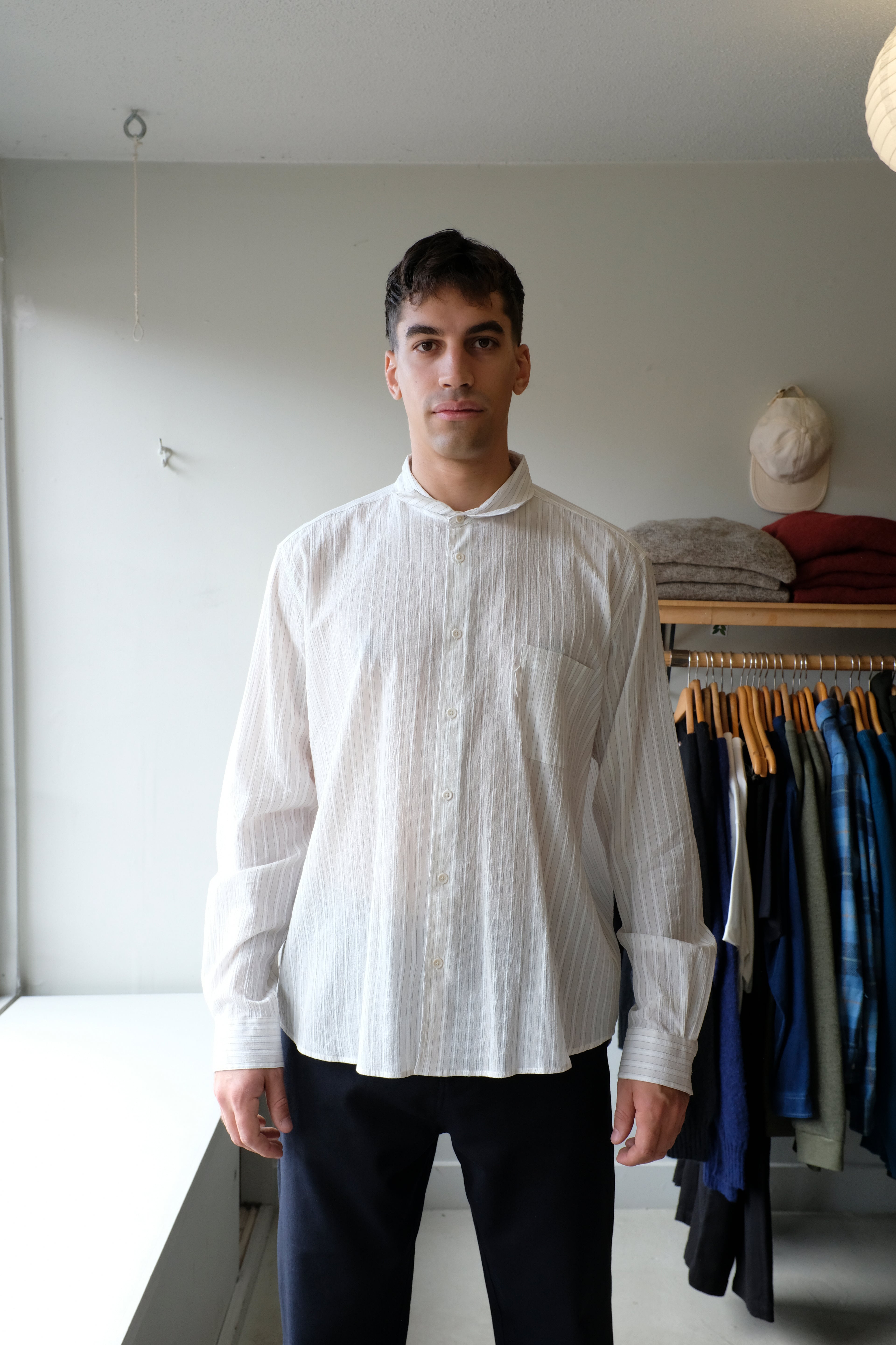 YMC - Curtis Shirt - Natural Stripe - flat front