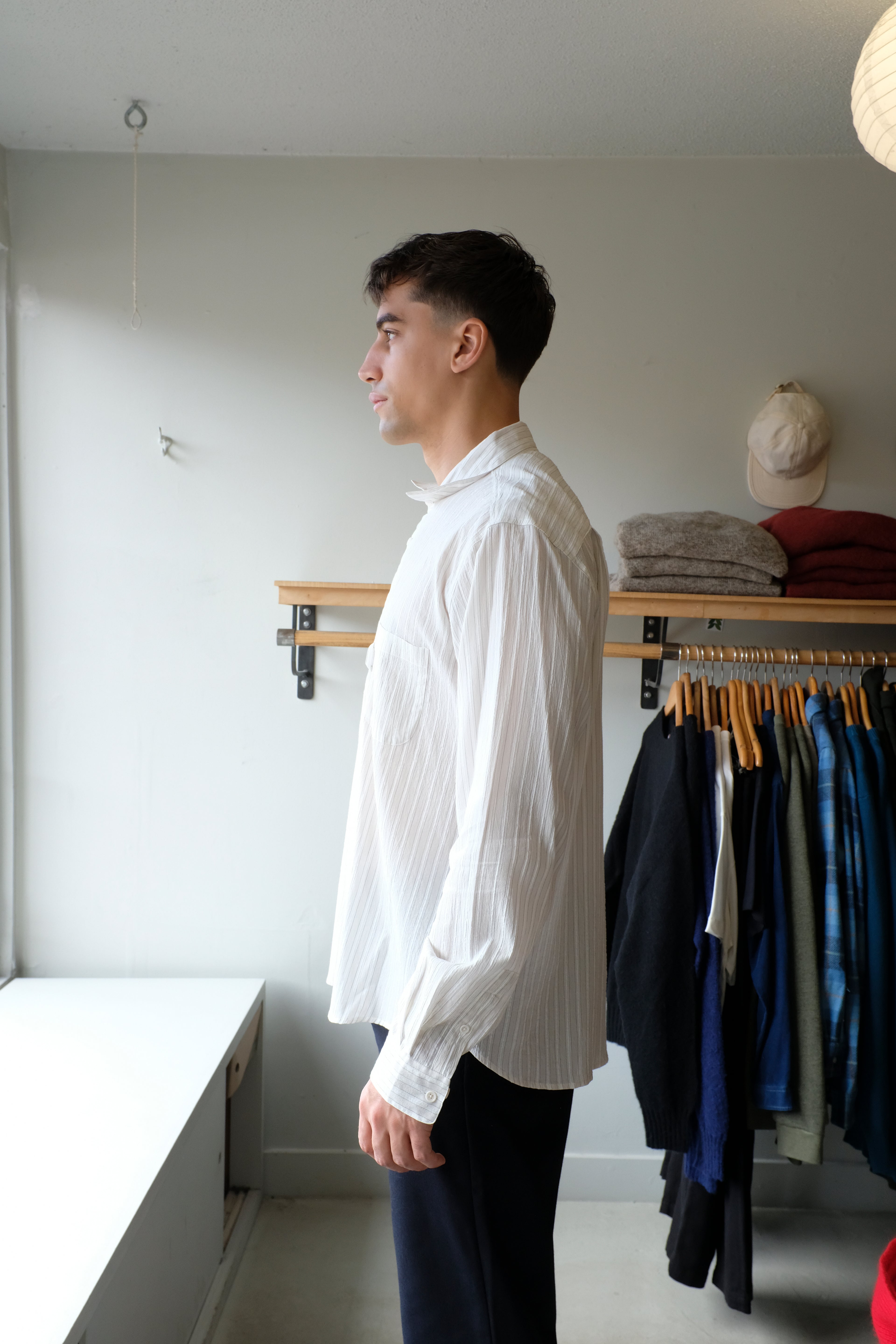 YMC - Curtis Shirt - Natural Stripe - flat side