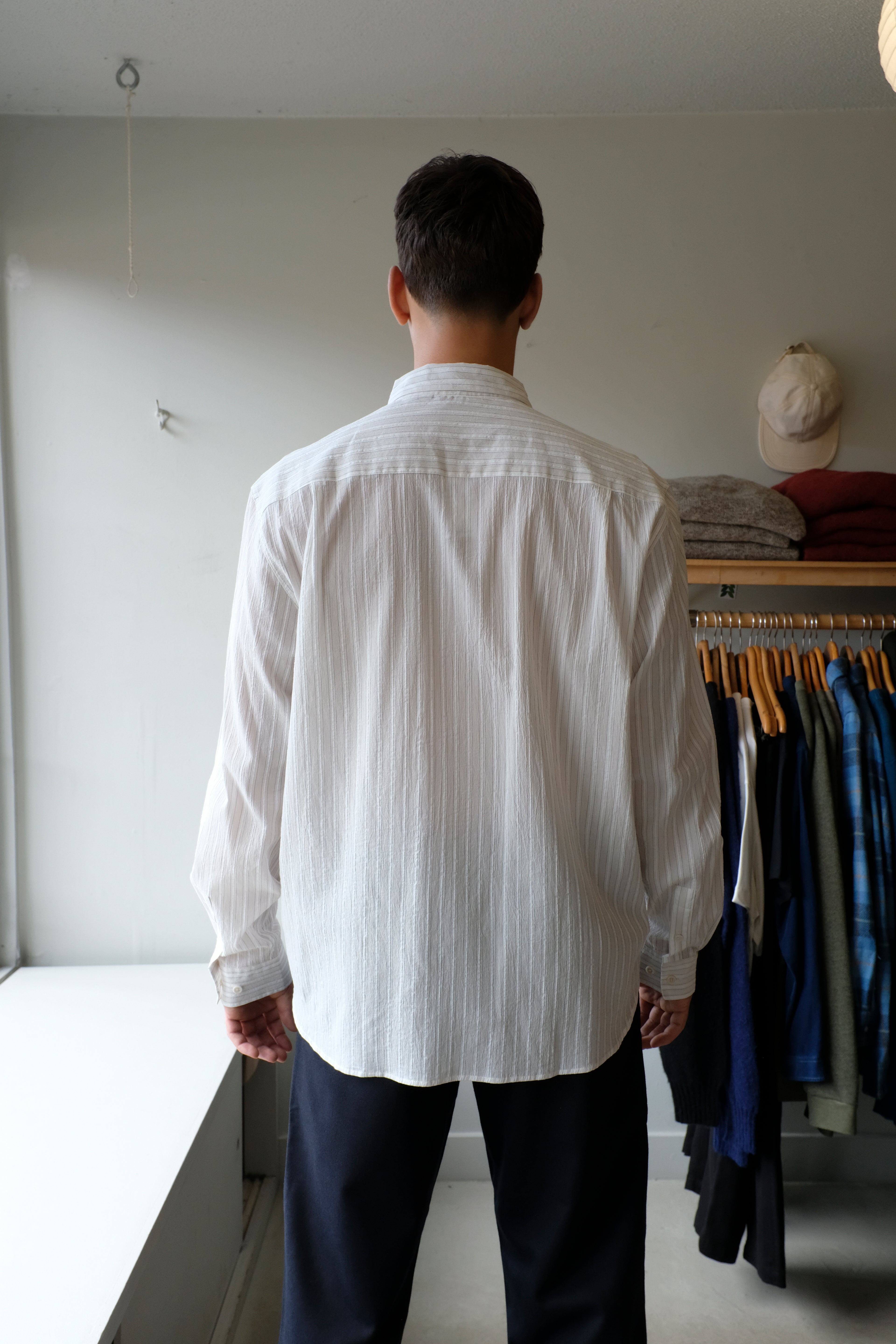 YMC - Curtis Shirt - Natural Stripe - flat back