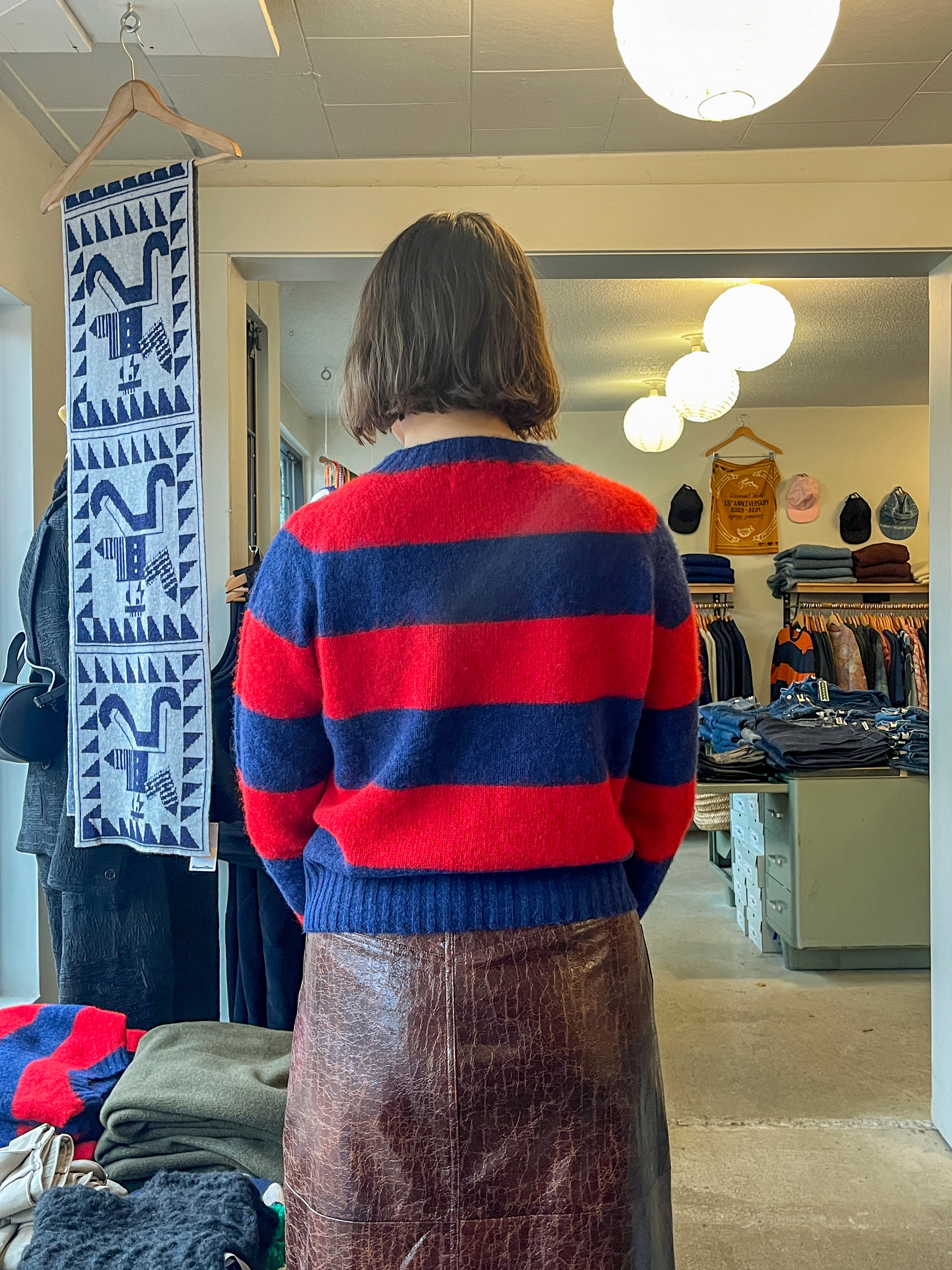 YMC - Jets Stripes Sweater - Blue/Red Stripes - back