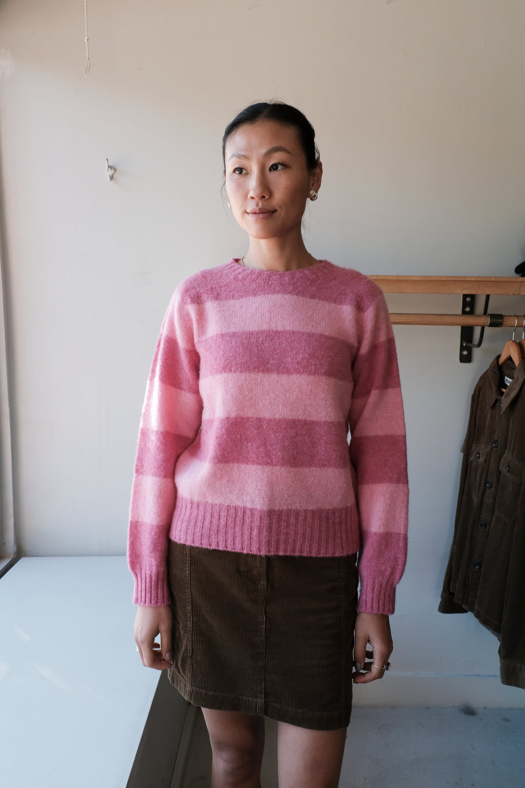 Jets Crew Sweater - Pink Stripes