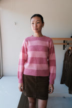 Jets Crew Sweater - Pink Stripes