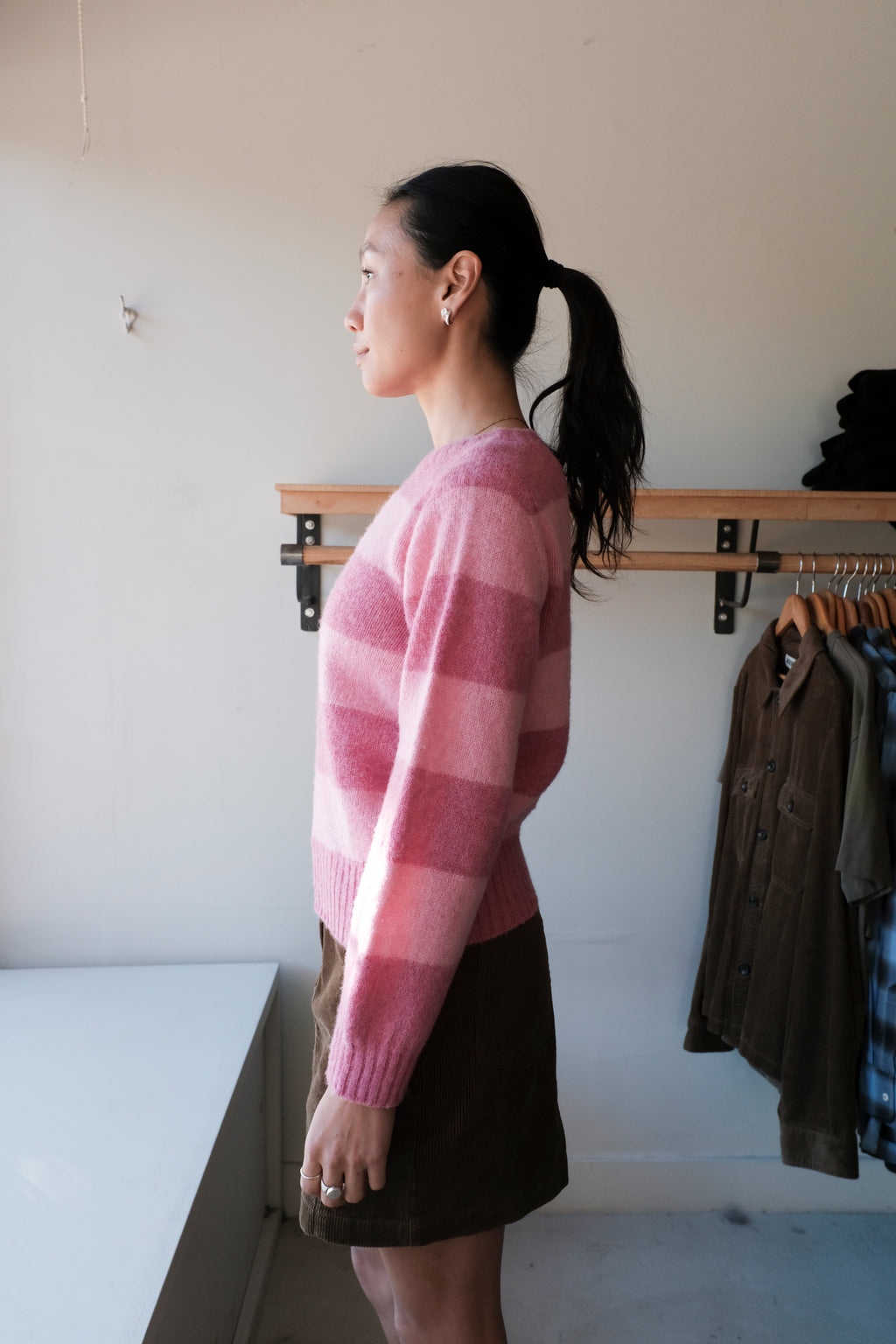 Jets Crew Sweater - Pink Stripes