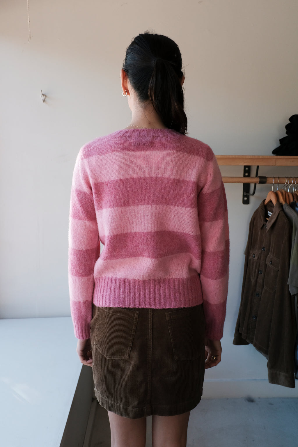 Jets Crew Sweater - Pink Stripes