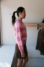 Jets Crew Sweater - Pink Stripes