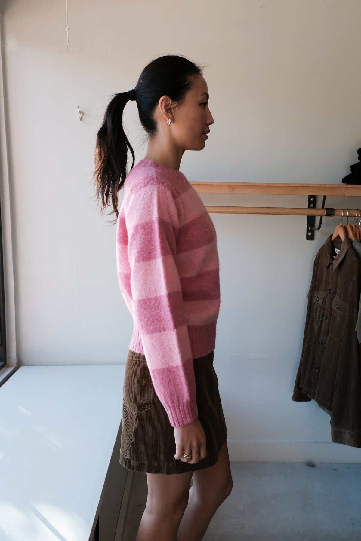 Jets Crew Sweater - Pink Stripes