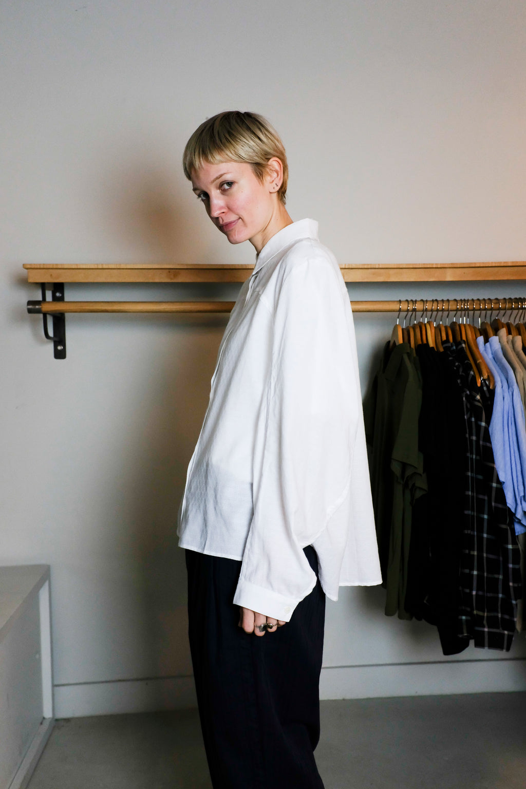 YMC - Kengo Shirt - White Lace - Side