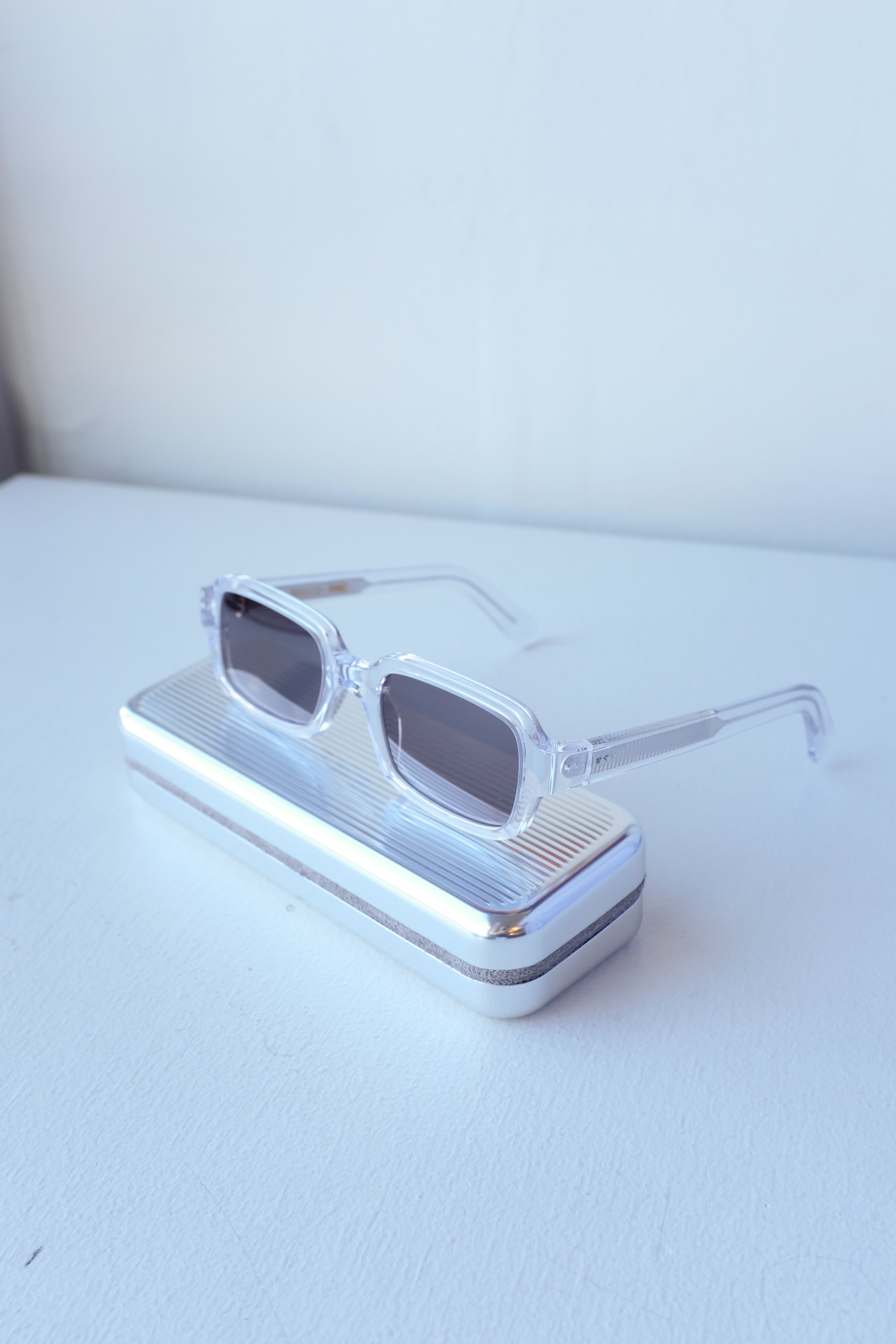 YMC - Kitano Sunglasses - Crystal-Glacier/Grey