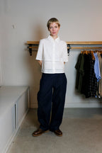 YMC - Peggy Trouser - Indigo Denim - Front
Thinking Mu - Ane Blouse - White Vainica - Front
