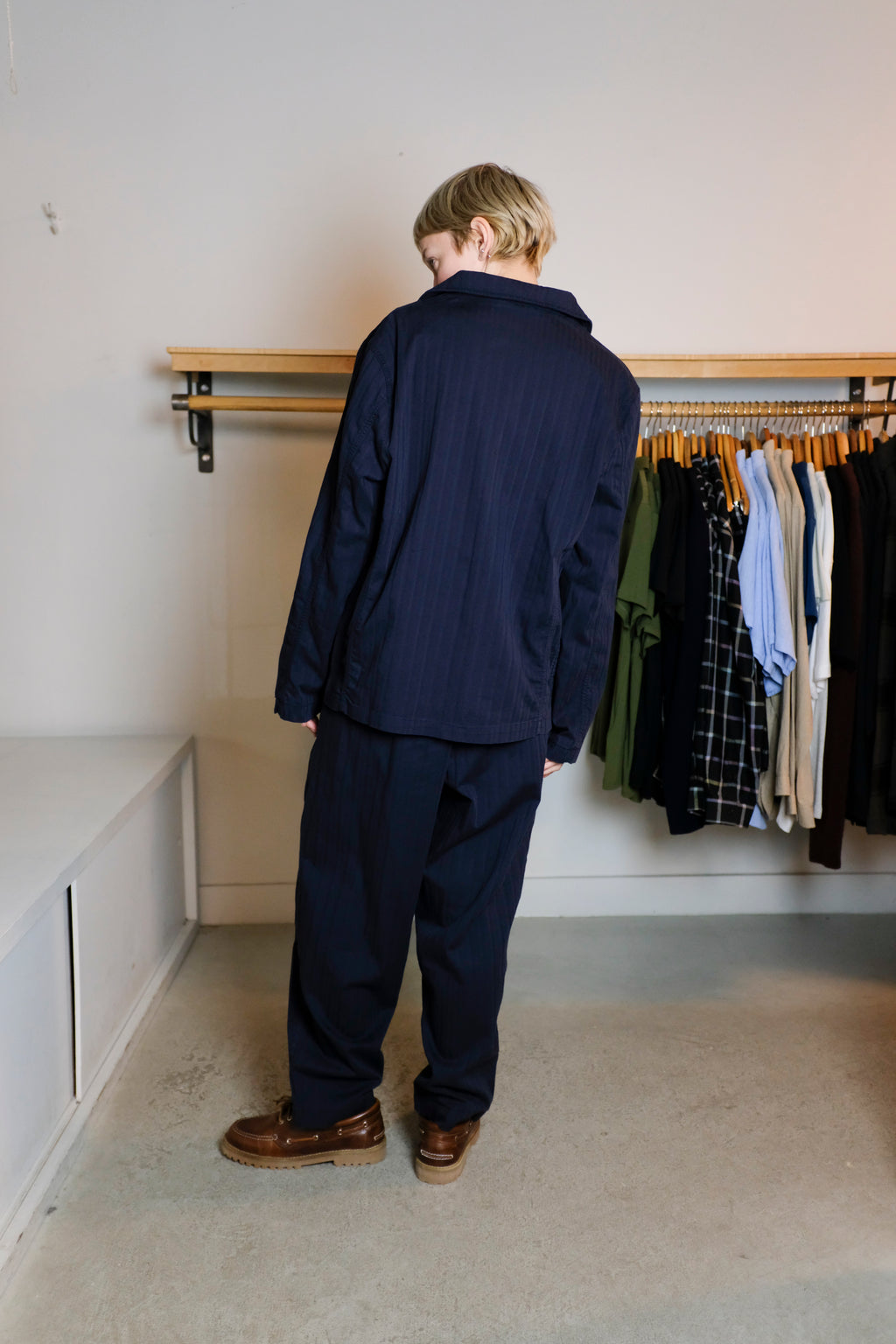 YMC - Creole Trouser- Scuttlers Jacket  - Navy Herringbone - Back
