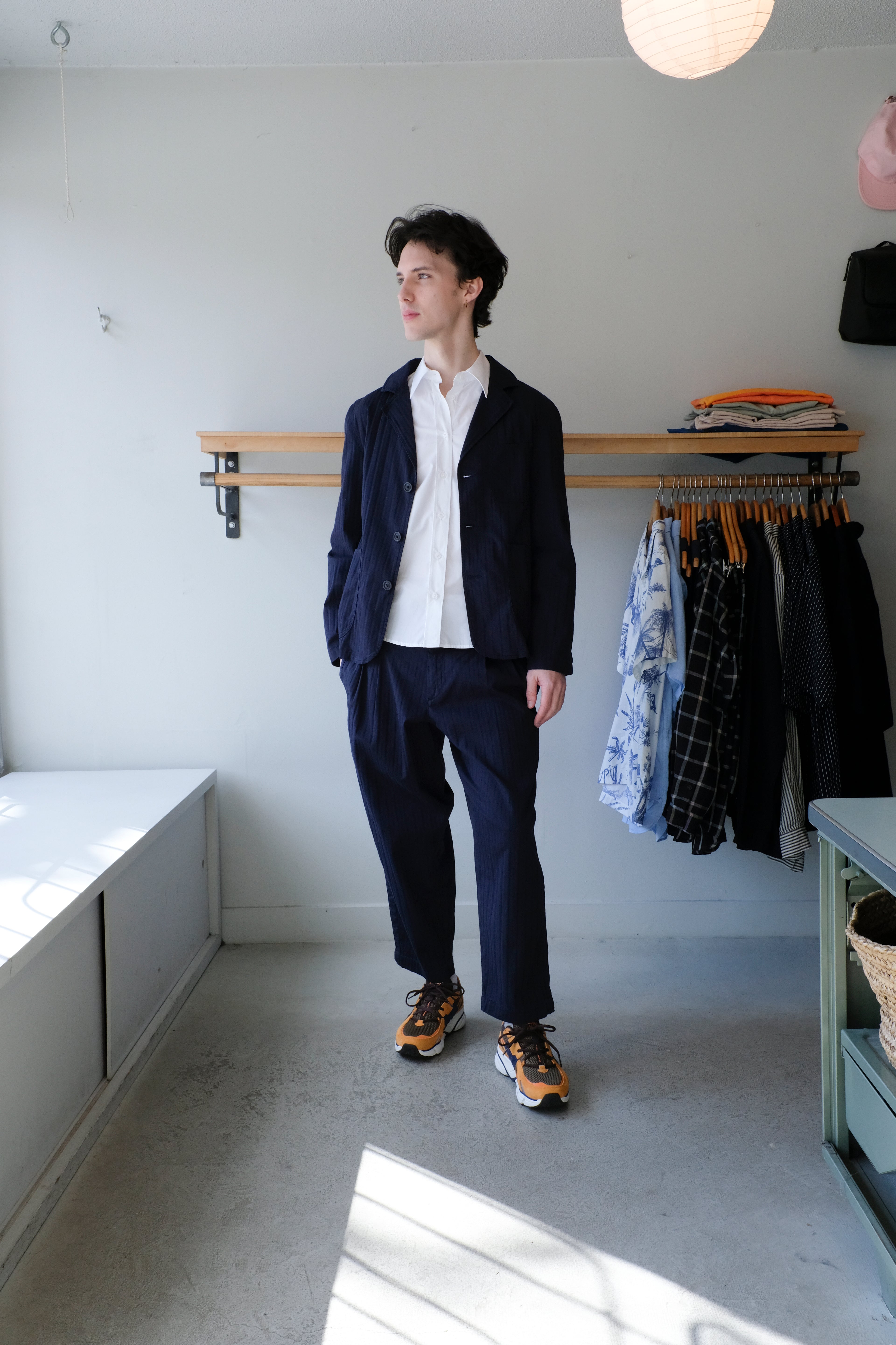 Creole Trouser - Navy Herringbone