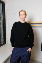 YMC - Suedehead Crew Knit - Black - flat front