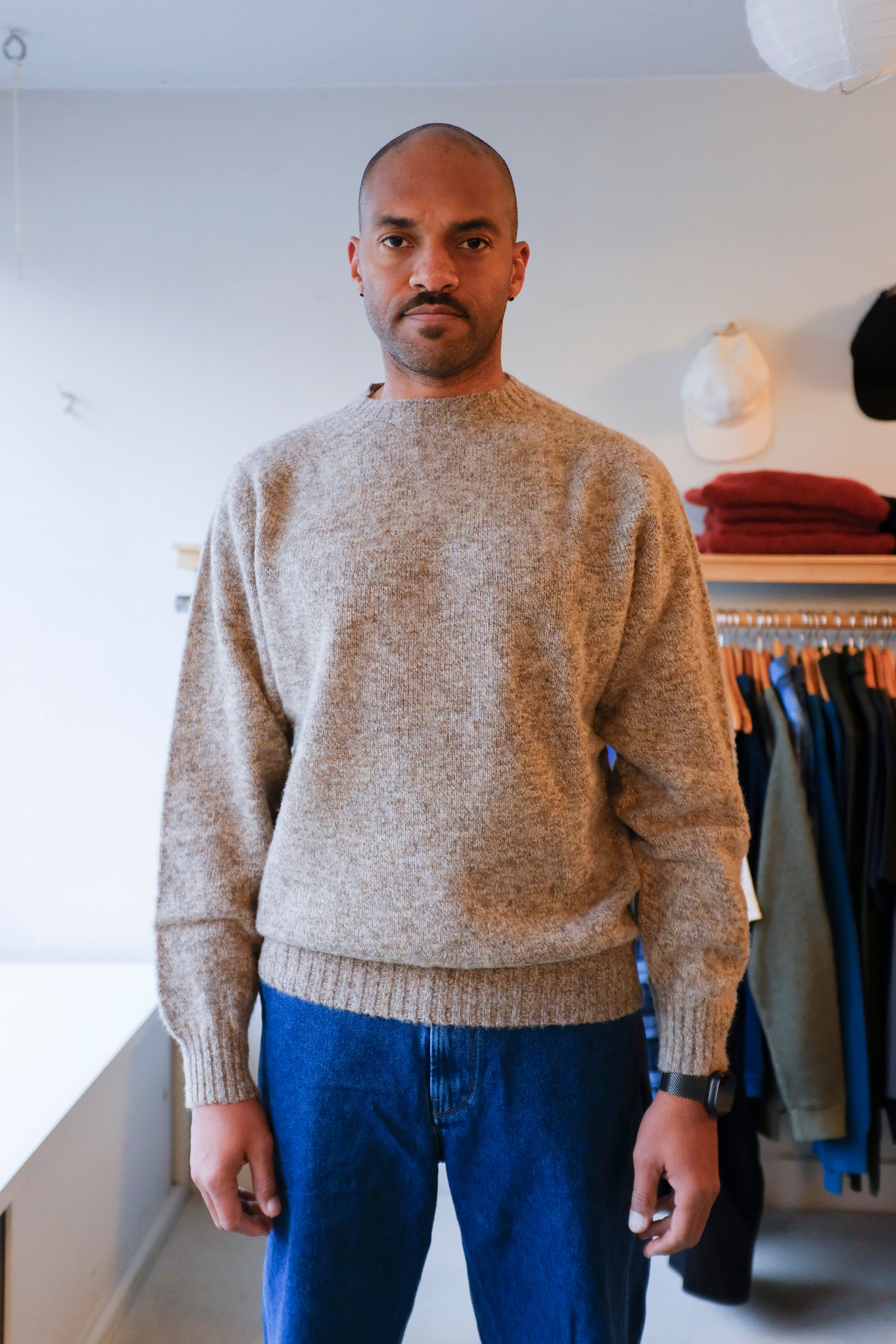 YMC - Suedehead Crew Knit - Natural - front