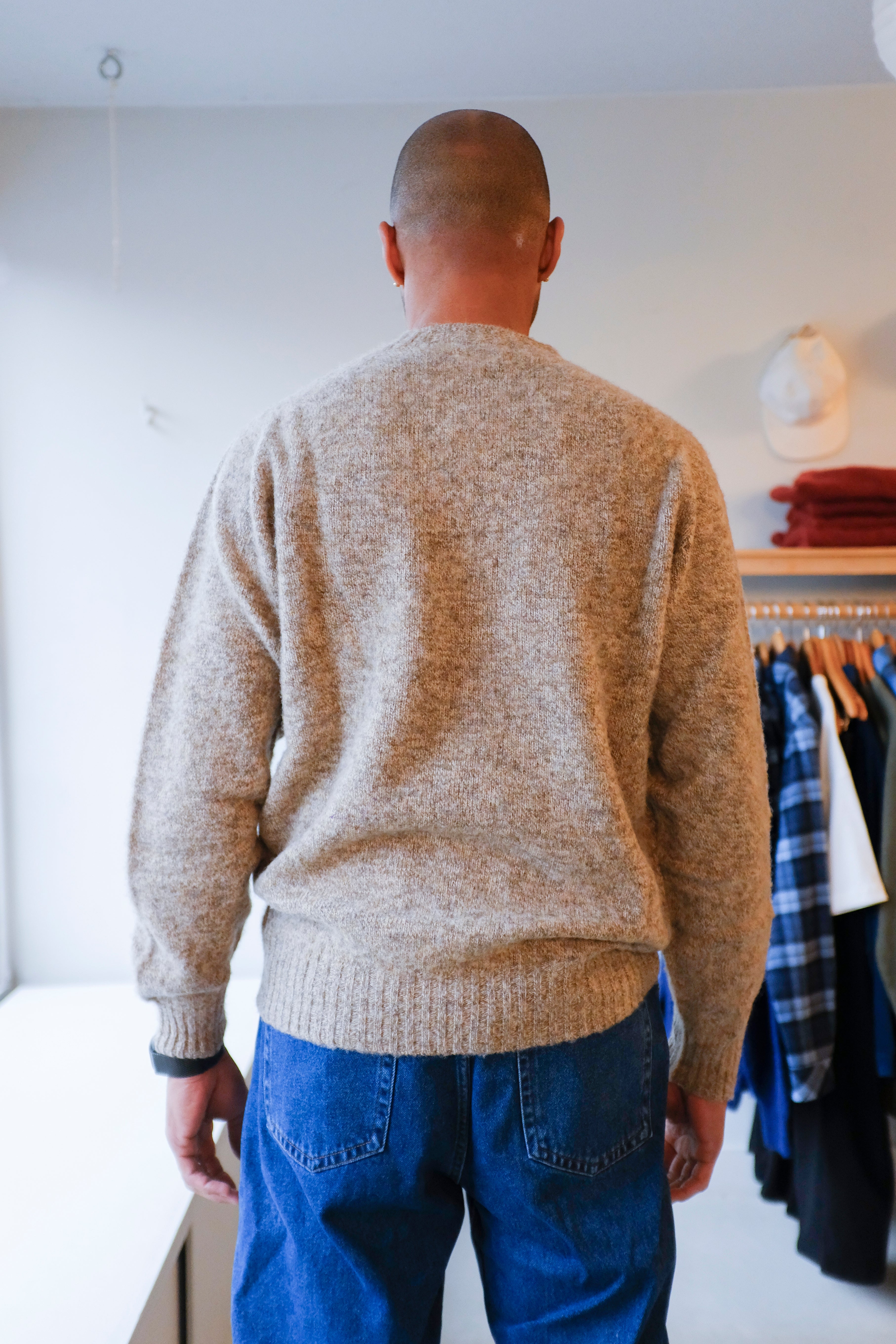 YMC - Suedehead Crew Knit - Natural - back