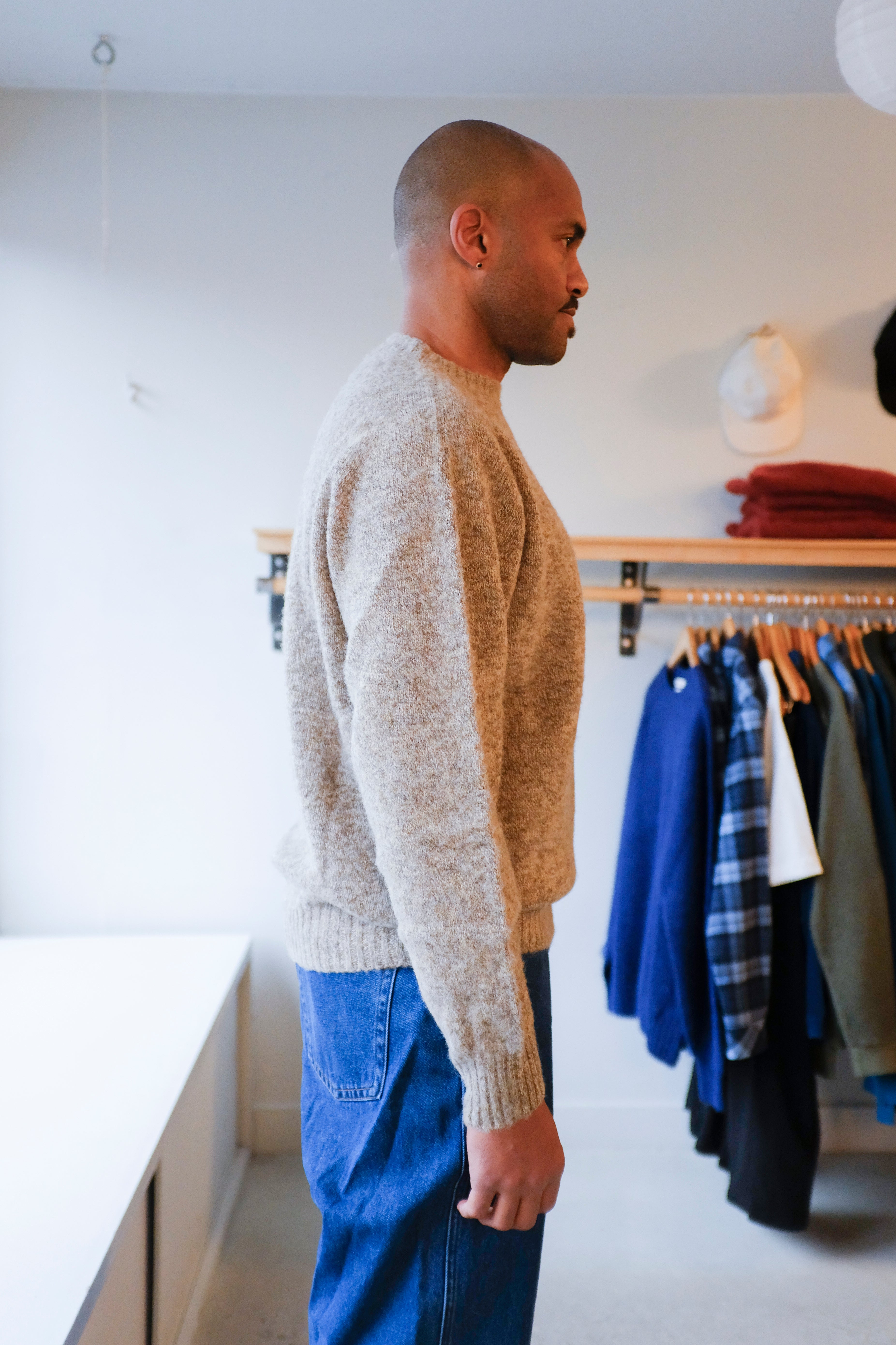 YMC - Suedehead Crew Knit - Natural - side