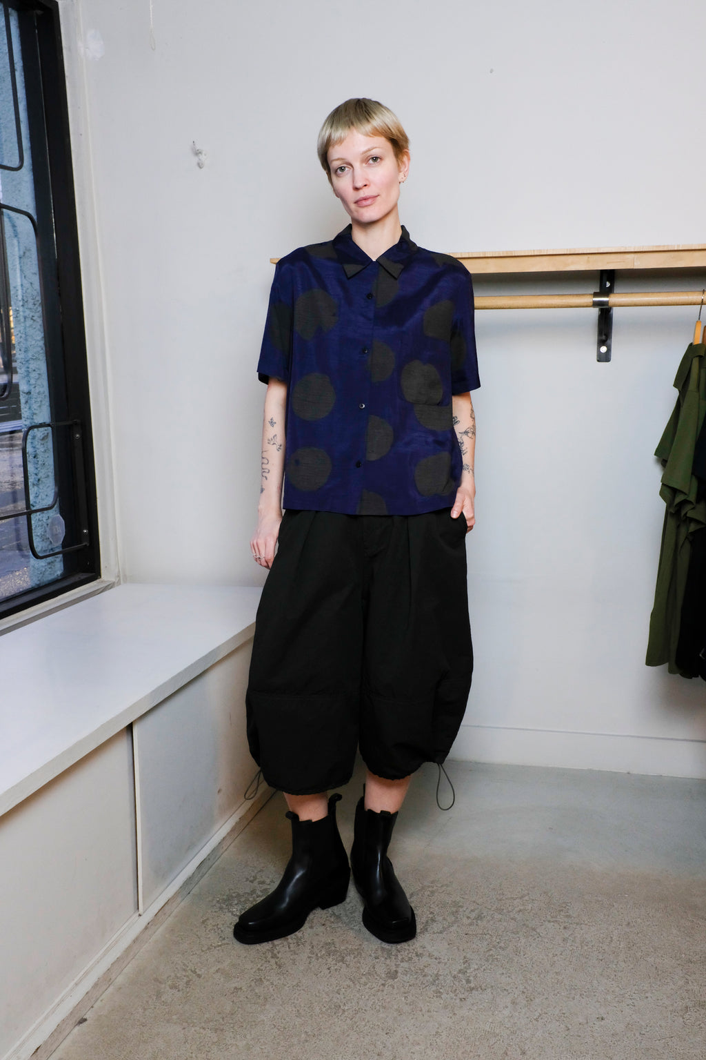 YMC - Vegas Shirt - Blue/Black Dots - Front
