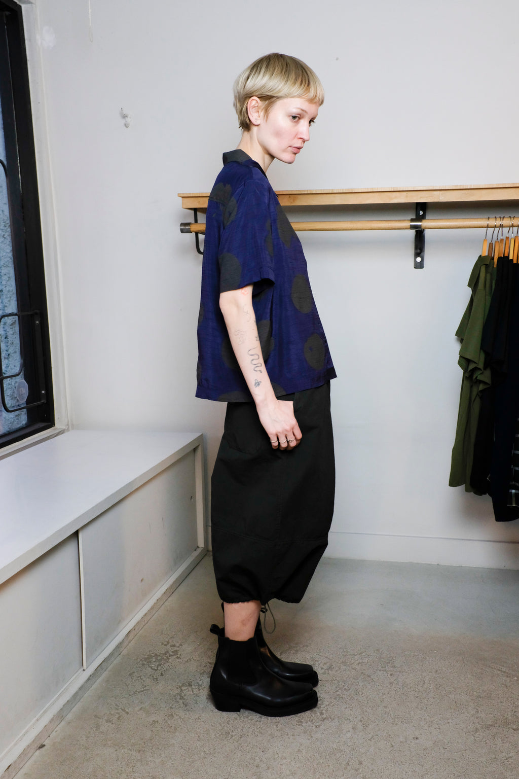 YMC - Vegas Shirt - Blue/Black Dots - Side