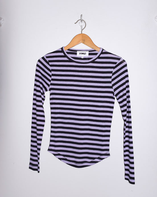 YMC - Charlotte Long Sleeve T-Shirt - Black/Lilac - flat front