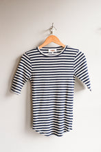 Load image into Gallery viewer, YMC - Charlotte Short Sleeve Top - Navy/White - flat front
