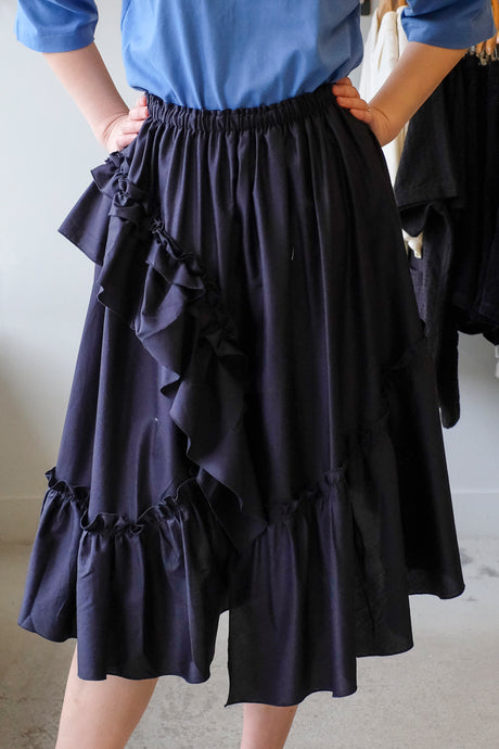 YMC - Draped Skirt - Navy - front