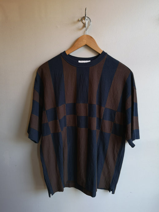 YMC Hacienda T-Shirt (Mens) - Navy/Brown - front