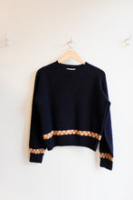 Load image into Gallery viewer, YMC - Jets Checker Crew Knit - Navy - flat front
