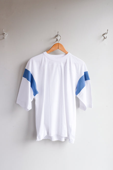 YMC - Skate T-Shirt (Men's) - White/Blue Stripe - flat front