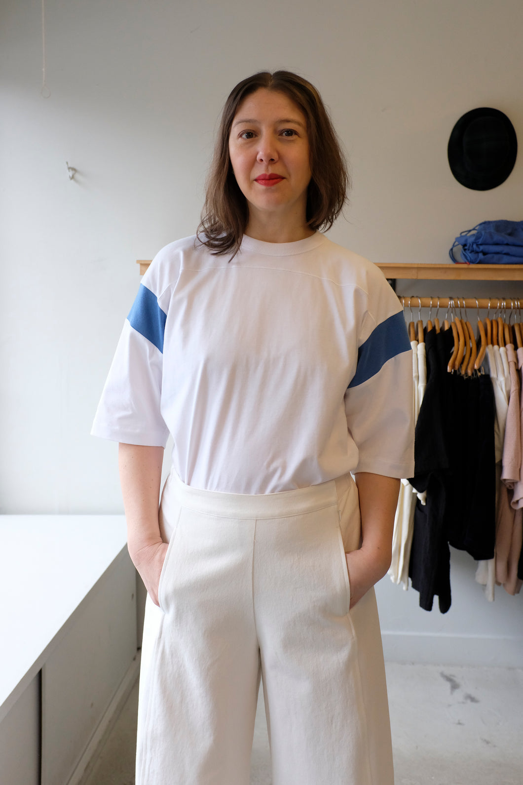 YMC - Skate T-Shirt (Women's) - blue stripe - front 