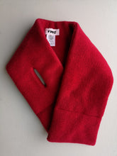 Load image into Gallery viewer, YMC Slot Scarf - Red not slotted, relaxed
