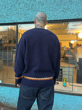 Load image into Gallery viewer, YMC - Suedehead Zig Zag Crew Knit - Navy - back
