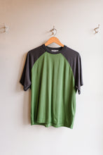 Load image into Gallery viewer, YMC - Triple Raglan T-Shirt - Grey/Green - flat front
