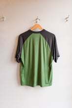Load image into Gallery viewer, YMC - Triple Raglan T-Shirt - Grey/Green - flat back
