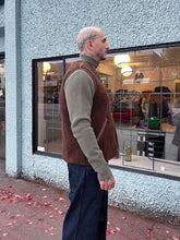 Load image into Gallery viewer, YMC - Wyatt Waistcoat - Olive - shearling side - side
