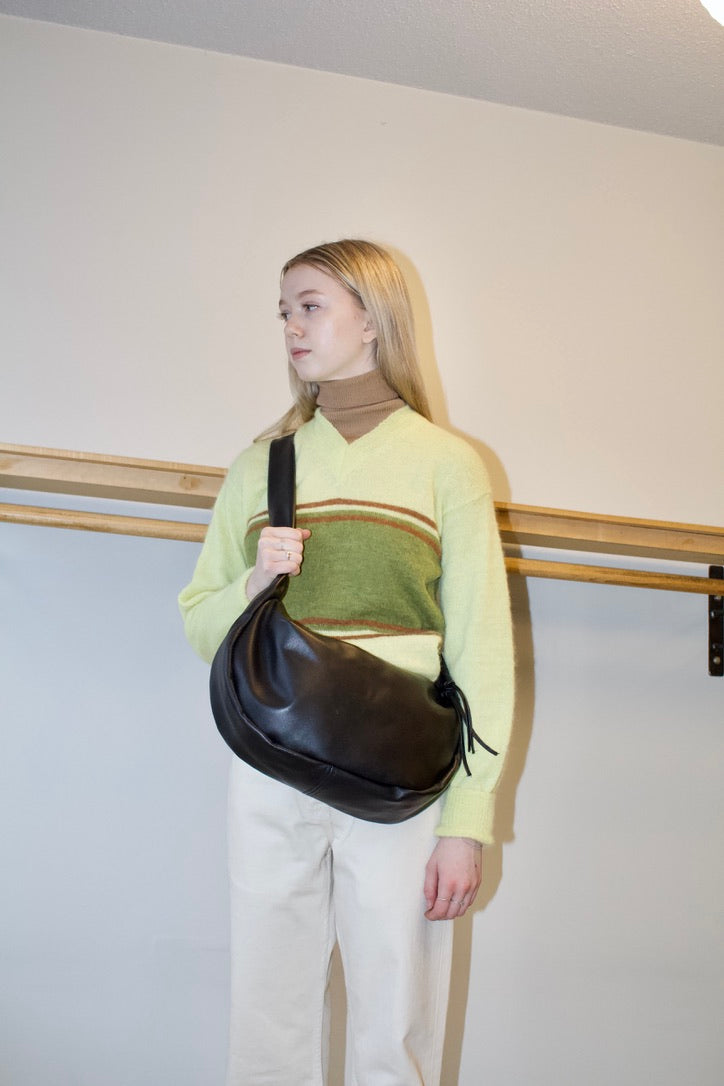 Sling Bag - Large Black Leather