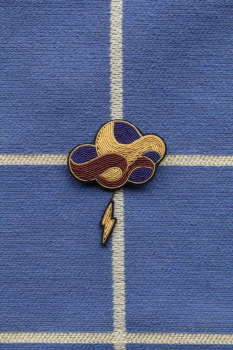 Hand Embroidered Brooch - Cloud & Lightning - Eugene Choo
