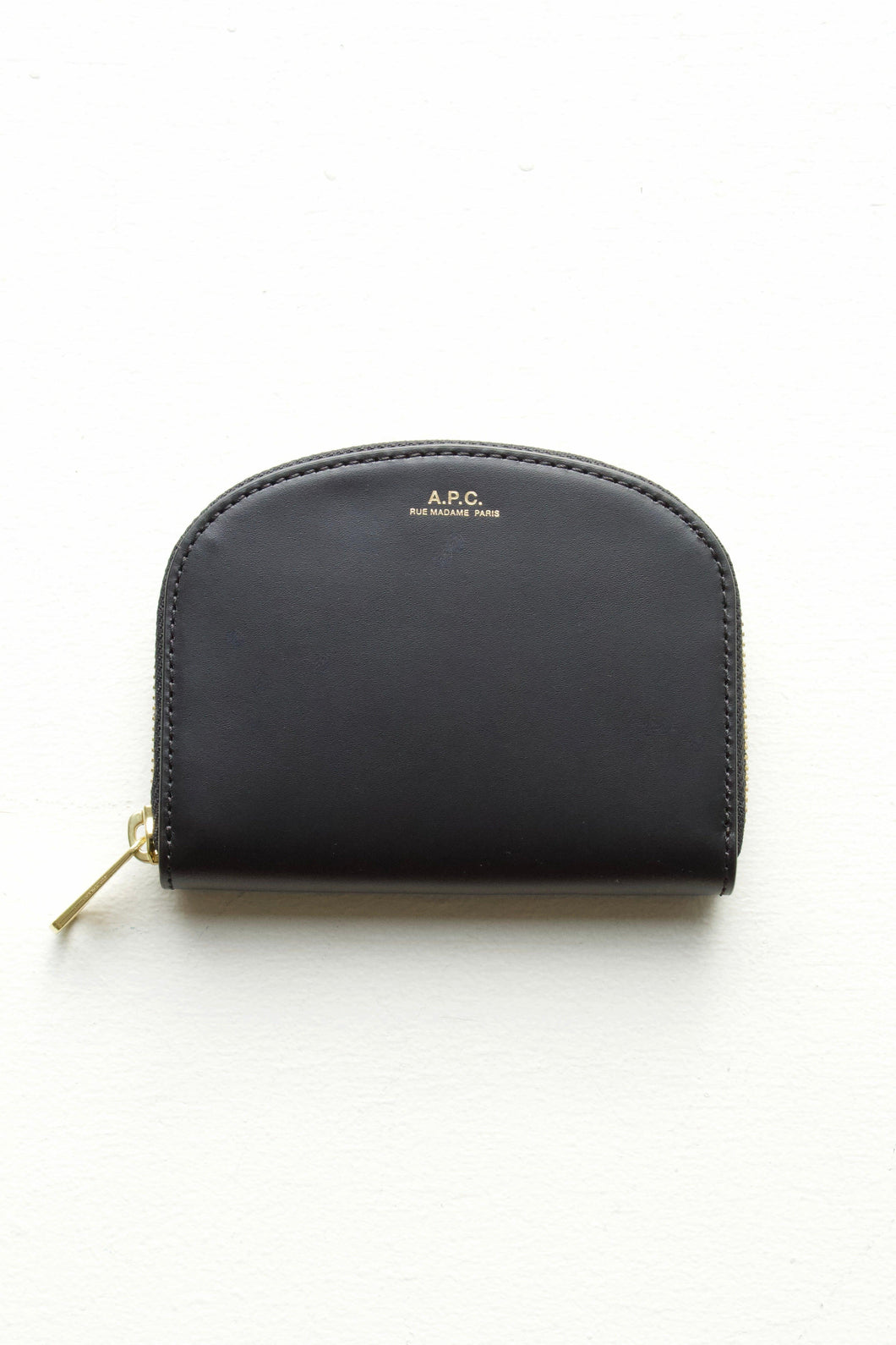 A.P.C Demi-Lune Coin Wallet in Black: this wallet is a true onyx black in a smooth matte finish