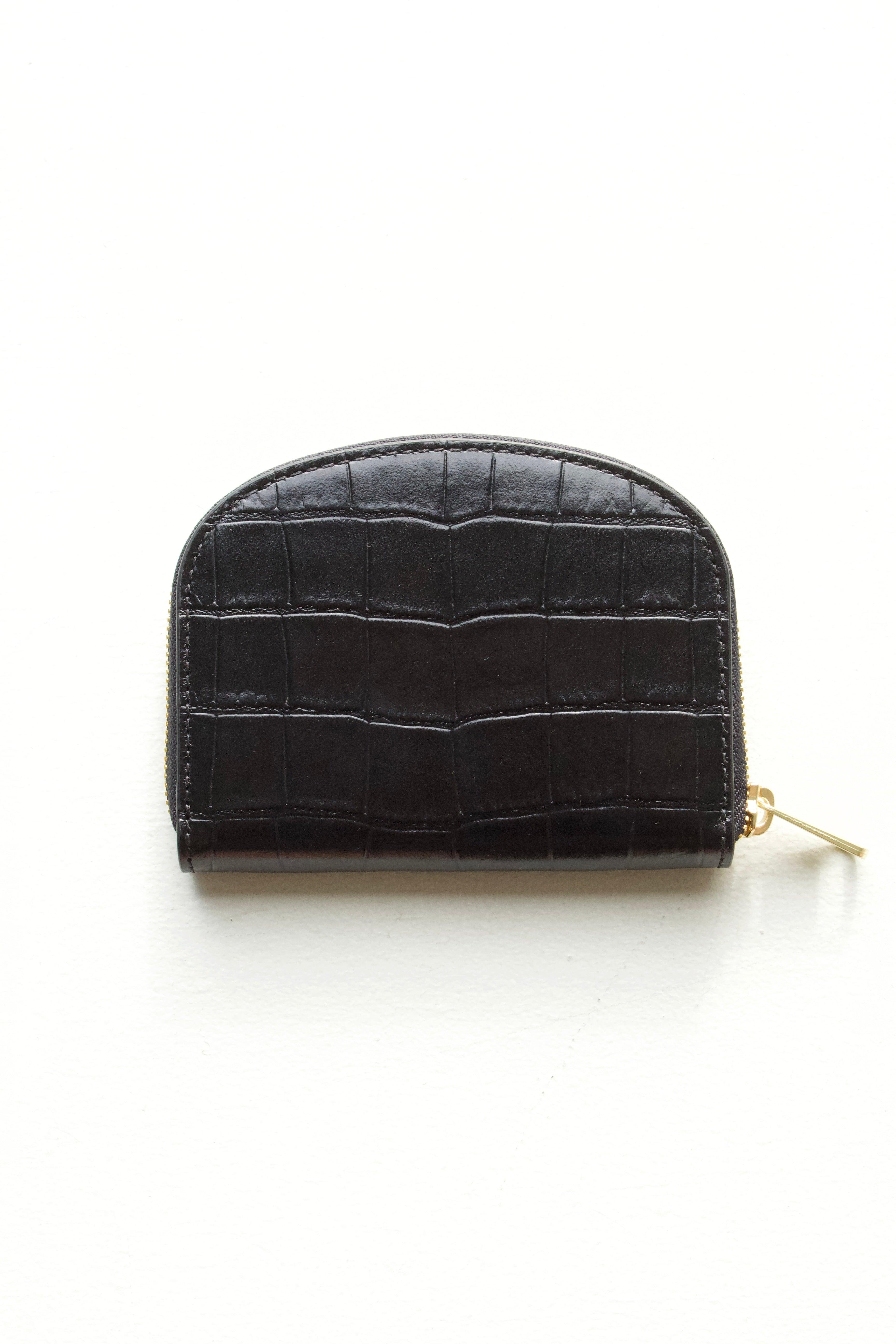 A.P.C Demi-Lune Coin wallet in Black Crorodile